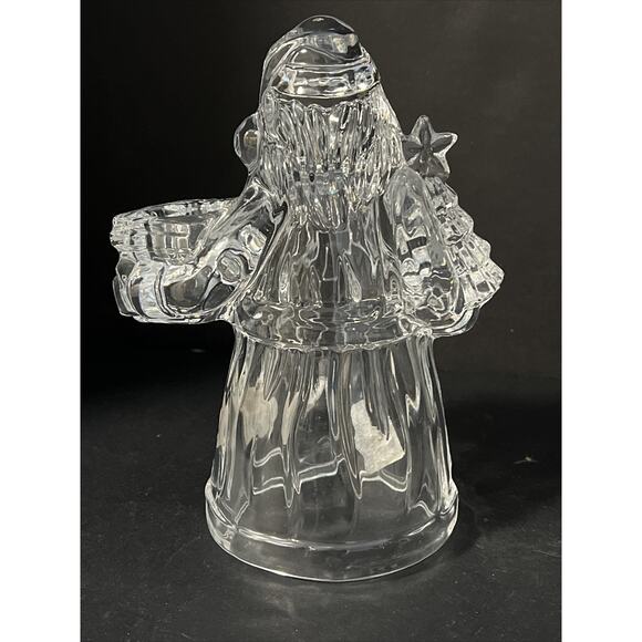 Vtg Santa 24% Lead Crystal Glass Candleholder Taper Figurine 7.5" Made in USA - Picture 7 of 13